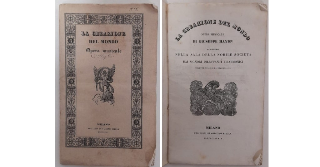 Libretto originale della rappresentazione de La Creazione di Haydin al Teatro dei Filodrammatici