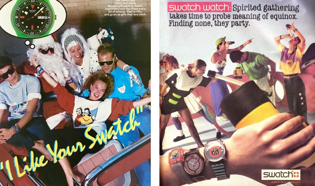 Campagne pubblicitarie Swatch anni 80/90
